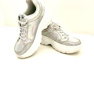These platform sneakers have a unique holographic finish. Super fun and flashy!